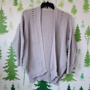 Women's Gray Open-Front Cardigan Sweater